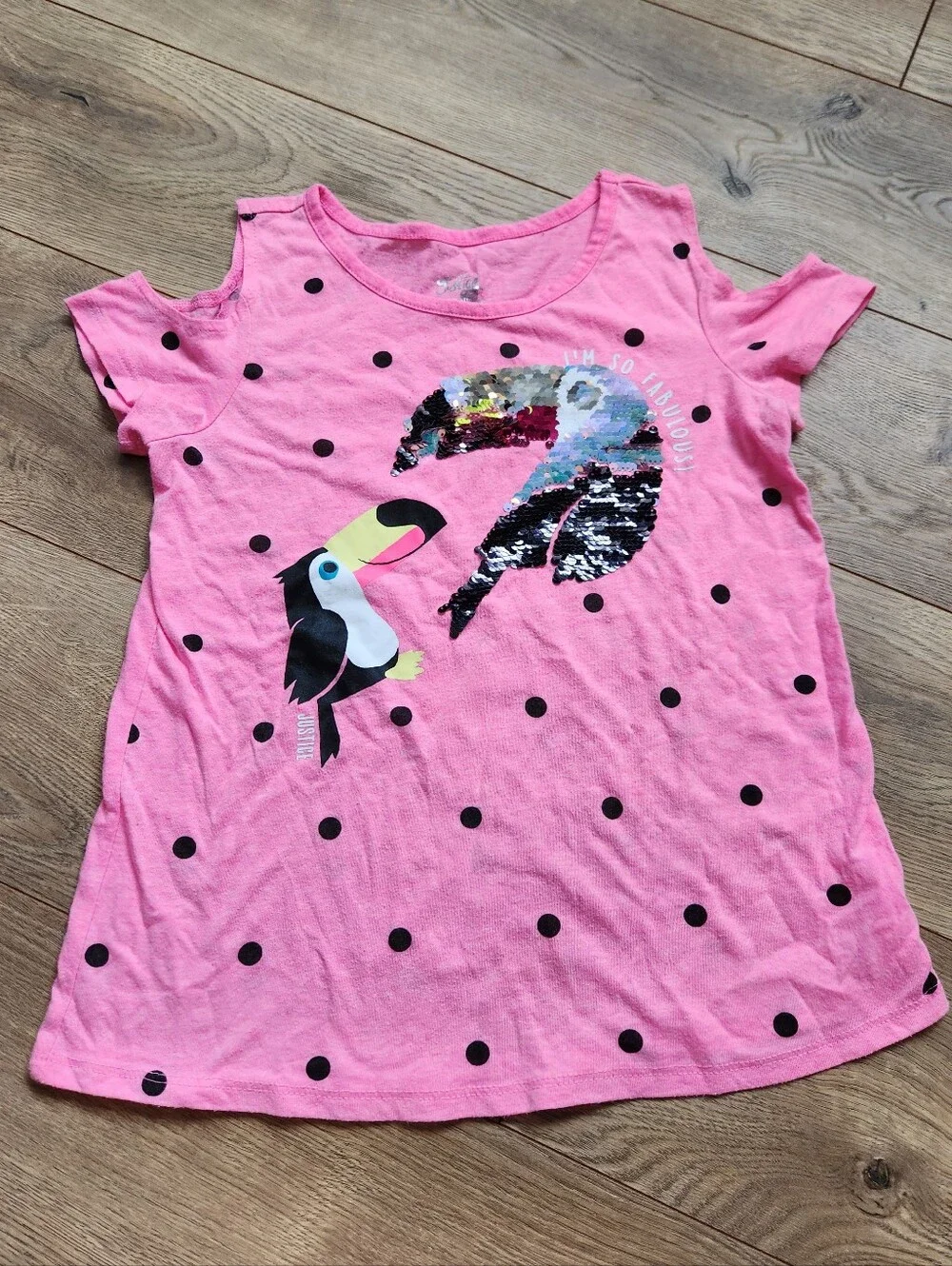 Size 8 girls flip sequins cold shoulder top
